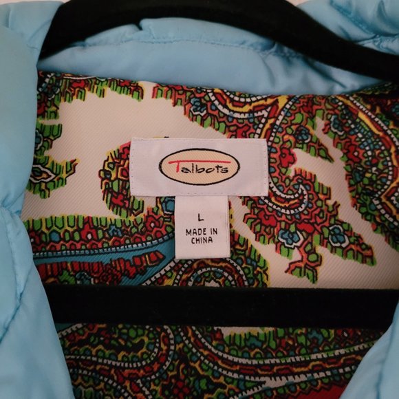 TALBOT'S ~ Women's TURQUOISE Puffer Down Vest Size L ~ PRISTINE - Picture 2 of 3